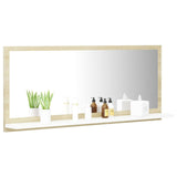 Bathroom Mirror White and Sonoma Oak 35.4"x4.1"x14.6" Engineered Wood