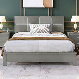 5 pieces Champagne Silver Bedroom Sets Queen Bed + Nightstand*2 Dresser+ Mirror