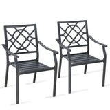 Patio Dining Chairs Set of 4 Outdoor Furniture Chair Set with Steel Frame and Armrest