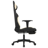 Gaming Chair with Footrest Black and Cream Fabric