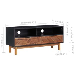 TV Cabinet 39.4"x13.8"x17.7" Solid Acacia Wood and MDF