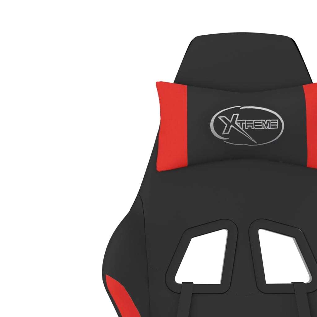 Gaming Chair with Footrest Black and Red Fabric