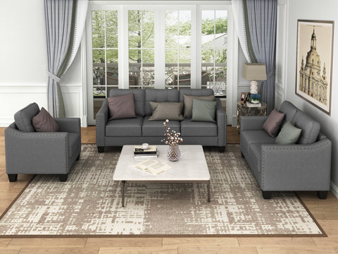 3 Piece Living Room Set with tufted cushions