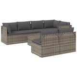 8 Piece Patio Lounge Set with Cushions Gray Poly Rattan