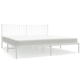 Metal Bed Frame with Headboard White 76"x79.9"