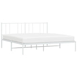 Metal Bed Frame with Headboard White 72"x83.9"