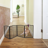 Pet Gate – Dog Gate for Doorways;  Stairs or House – Freestanding;  Folding ;  Dark brown; Arc Wooden