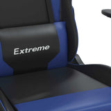 Gaming Chair with Footrest Black and Blue Faux Leather