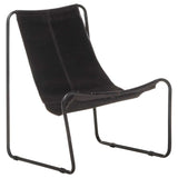 Relaxing Chair Black Real Leather