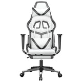 Gaming Chair with Footrest White and Black Faux Leather