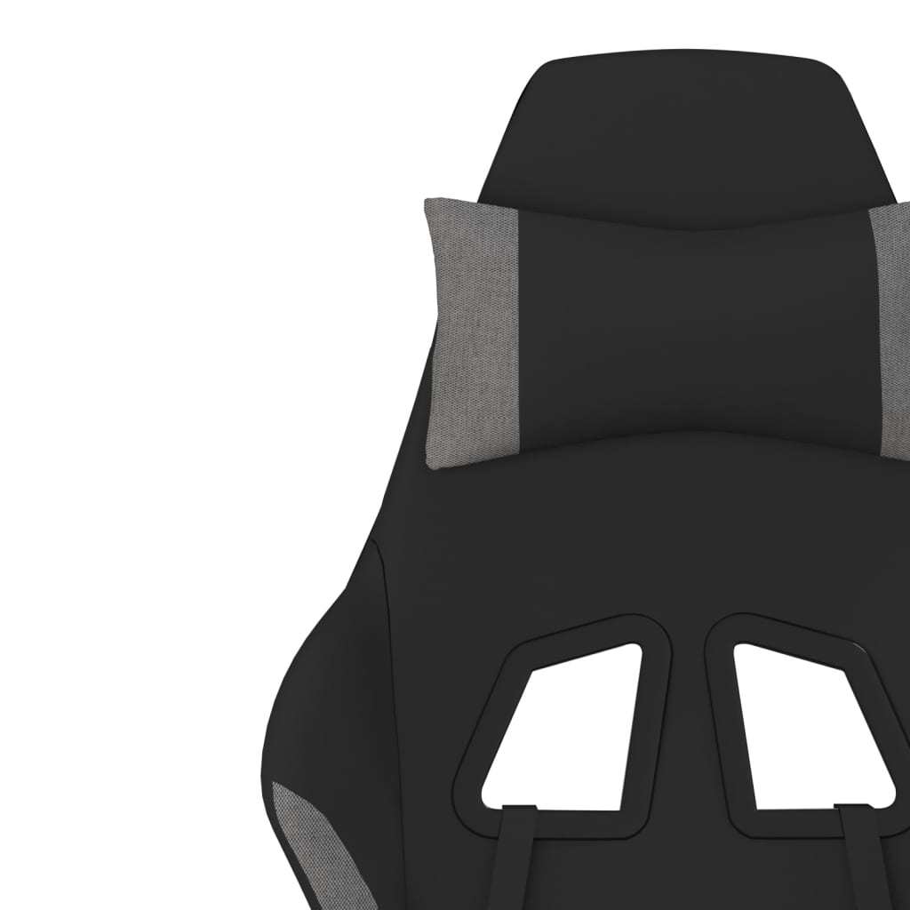 Gaming Chair with Footrest Black and Light Gray Fabric
