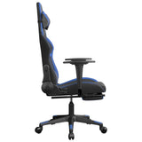 Massage Gaming Chair with Footrest Black&Blue Faux Leather