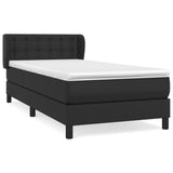 Box Spring Bed with Mattress Black Twin XL Faux Leather