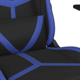 Massage Gaming Chair with Footrest Black&Blue Faux Leather