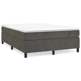 Box Spring Bed with Mattress Dark Gray 59.8"x79.9" Velvet