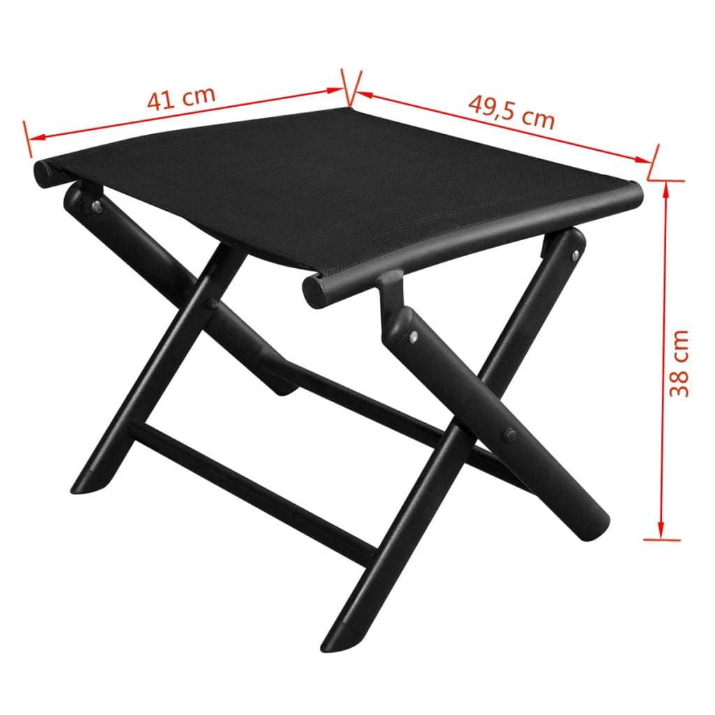 Folding Footstool Black Aluminum and Textilene