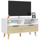 TV Cabinet White and Sonoma Oak 35.4"x15.7"x19.1" Engineered Wood