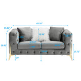 Velvet Loveseat for Living Room with Pillows