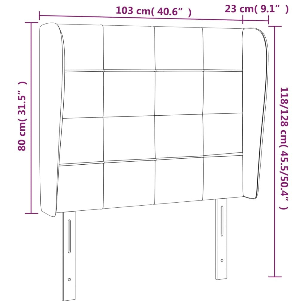 Headboard with Ears Dark Gray 40.6"x9.1"x46.5"/50.4" Velvet