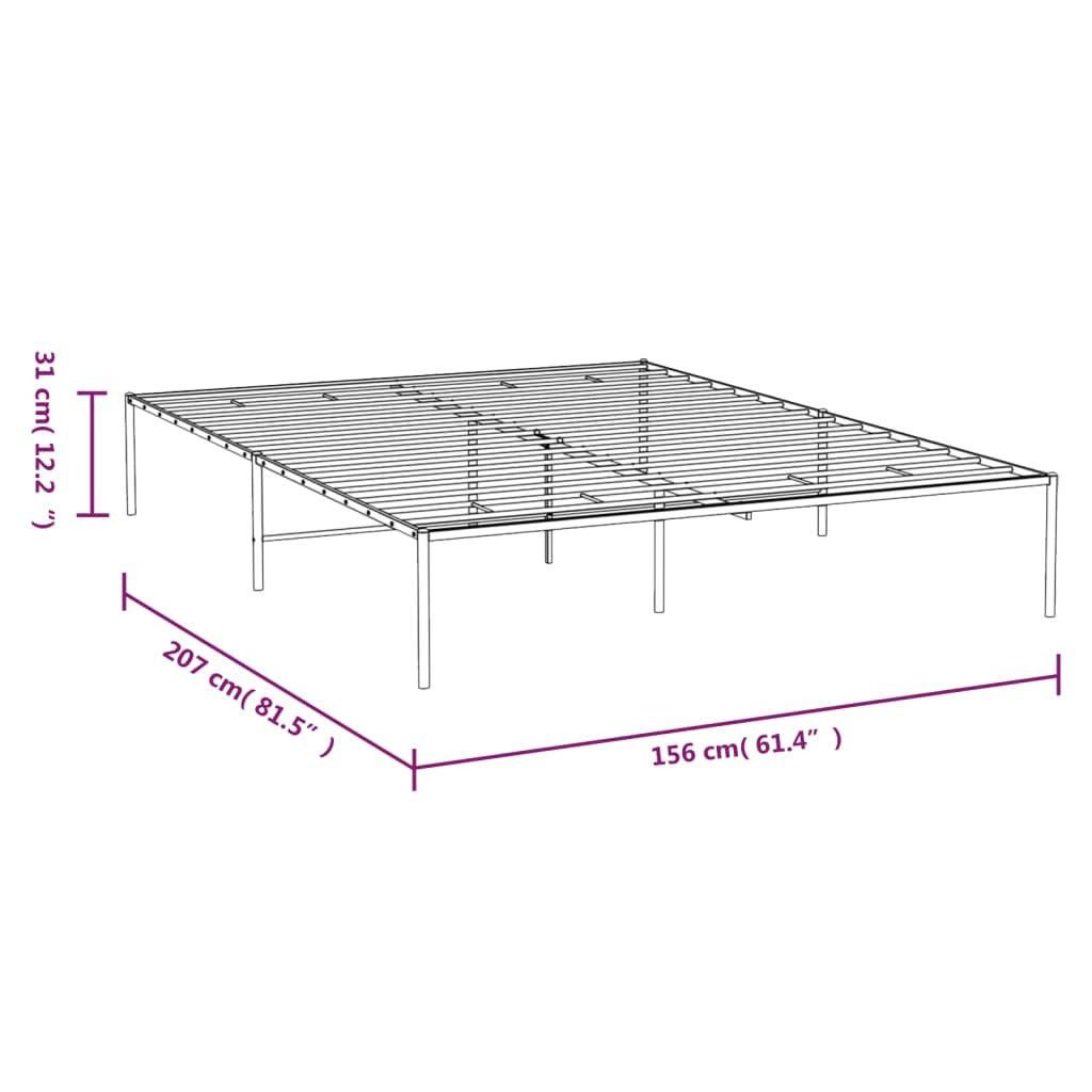 Metal Bed Frame Black 59.1"x78.7"