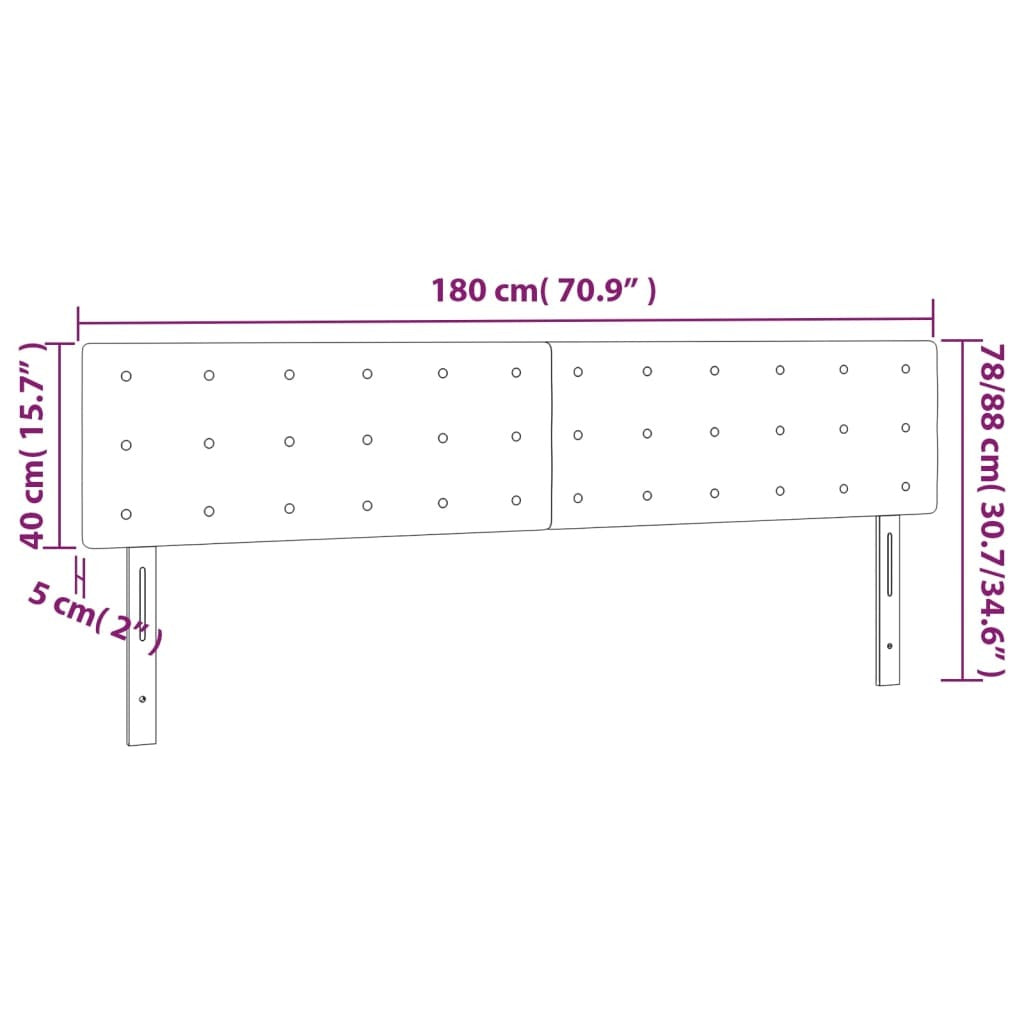 Headboards 2 pcs Light Gray 35.4"x2"x30.7"/34.6" Velvet